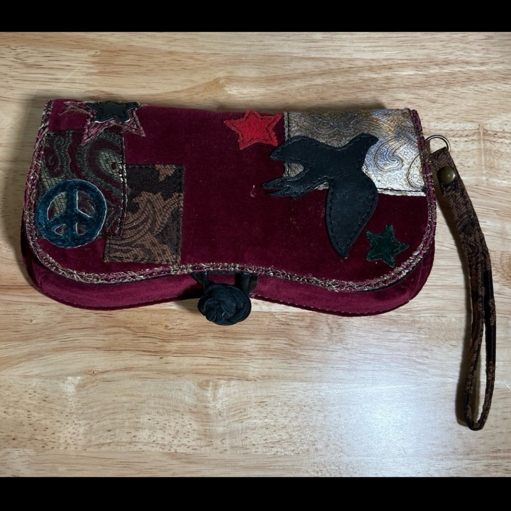 Lucky Brand Patchwork Wristlet Peace Boho Y2K